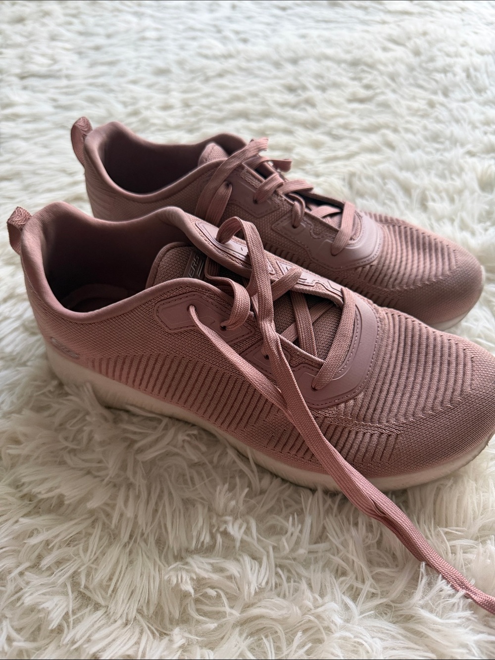 BOBS from Skechers Women's Dusty Rose Knit Lace-Up Athletic Sneakers